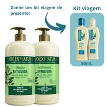 Shampoo e condicionador Jaborandi Bio Extratus 1L + Kit viagem
