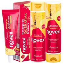 Shampoo e Condicionador Novex + Recarga de Queratina 80g Reconstrutor Capilar Novex (3 itens) - Embelleze