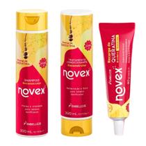 Shampoo e Condicionador Novex + Recarga de Queratina 80g Reconstrutor Capilar Novex (3 itens)