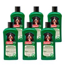 Shampoo e Condicionador Para Cães Sanol 2 em 1 Anti Odores Ativos de Capim Limão 500ml (Kit com 6) - SANOL DOG
