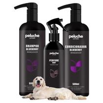 Shampoo e Condicionador Pet Branqueador Blueberry para Cães e Perfume Baby Peluche Cosméticos