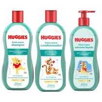 Shampoo e Condicionador + Sabonete Líquido Huggies Extra Suave