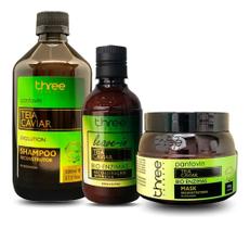 Shampoo E Mascara 500g Pantovin Teia Caviar + Leave-in 250g - Three Therapy