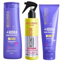 Shampoo e Máscara +Hidra e Spray Reconstrutor Bio Extratus