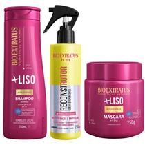 Shampoo e Máscara +Liso e Spray Reconstrutor Bio Extratus Shampoo e Máscara +Liso e Spray Reconstrutor Bio Extratus