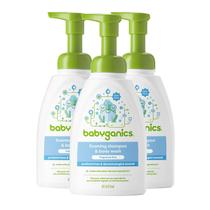 Shampoo e sabonete líquido Babyganics sem fragrância 480 ml (pacote com 3)