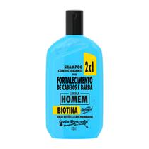 Shampoo fortal.de cabelos e barba homem 2x1 biotina g.d. 430 ml - Gota Dourada