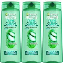 Shampoo Garnier Fructis Pure Clean Purificante - Pacote com 3 Unidades (370mL cada)