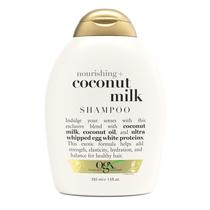 Shampoo hidratante de leite de coco OGX + Leite de Coco para cabelos fortes e saudáveis, com leite de coco, óleo de coco & proteína branca de ovo, sem parabenos, surfactantes sem sulfato, 13 fl oz