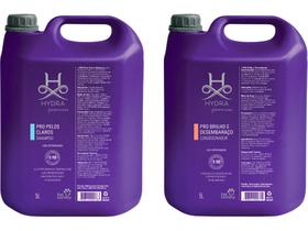 Shampoo Hydra Groomers Pet Society Pelos Claros 5L + Condicionador Brilho e Desembaraço 5L