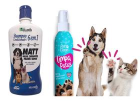 Shampoo Kelldrin Matt 6 em 1 Carrapato Sarna E Limpa Patas Pet Clean