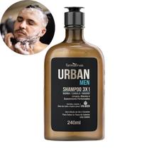 Shampoo Masculino 3x1 Barba Cabelo Bigode Xampu Homem Sem Sal Vegano 240ml Urban Men Farmaervas Ipa Beer