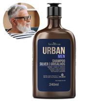 Shampoo Masculino Silver Cabelo Branco e Grisalhos Homem Urban Men 240ml Farmaervas Xampu Vegano