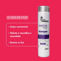 Shampoo Matize Blond desamarelador pH 5,0, Cabelos Loiros, Grisalhos, com mechas Sem Sal Girass 320ml