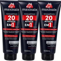 Shampoo Maxihair 500ml 20 Ativos Em 1 - Kit C/ 3 Unidades Shampoo Maxihair 500ml 20 Ativos Em 1 - Kit C/ 3 Unidades