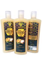 Shampoo Mel e Própolis, Côco, 310ml, 3 unidades, para problemas do couro cabeludo e todos tipos de cabelo