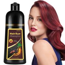 Shampoo natural de tintura de cabelo vermelho vinho para cabelos grisalhos, shampoo de tintura de cabelo cor de vinho 3 em 1, tintura de cabelo ruiva para homens e mulheres, cores em minutos, fácil de usar, tintura instantânea para todos os tipos de cabelovinho tinto)