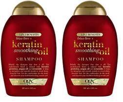 Shampoo OGX Frizz-Free + Óleo suavizante de queratina 5 em 1 200 mL