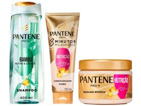 Shampoo Pantene Bambu 400ml + 3 Minutos Milagrosos + Creme Nutrição