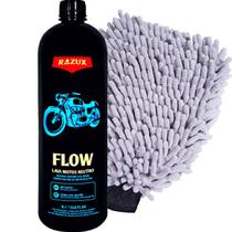 Shampoo Para Lavagem Da Moto Flow 1L Razux Luva Microfibra