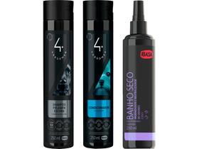 Shampoo Pelagem Escura 250ml + Cond. 250ml + Banho Seco 250ml - Ibasa