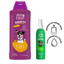 Shampoo pet 5 em 1 para cachorro caes e gatos + perfume Kit Higiene Pet Clean