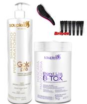 Shampoo preparatório gold pré 01 lt e b-tox blond liss 01 kg souple liss+brinde