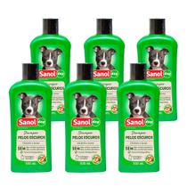 Shampoo Sanol Para Cães Pelos Escuros Extrato de Pessêgo Uso Veterinário 500ml (Kit com 6)