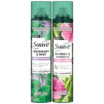 Shampoo seco em spray Suave Variety, pacote com 2 pacotes de 125 ml alecrim e hortelã, bambu e hibisco