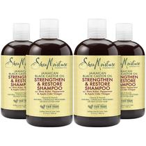 Shampoo SheaMoisture, óleo de rícino preto jamaicano, 384 ml, pacote com 4