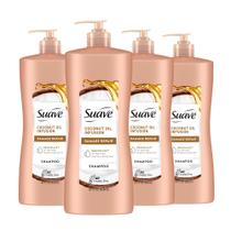 Shampoo Suave Coconut Oil Damage Repair, 828 ml, pacote com 4