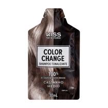 Shampoo Tonalizante Kiss New York Color Change Cor Castanho Médio com 3 Unidades