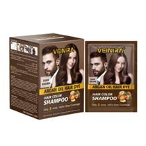 Shampoo Tonalizante Veinira Fórmula Natural Sem Amônia Caixa com 10 sachês de 25ml Castanho Escuro Shampoo Tonalizante Veinira Fórmula Natural Sem Amônia Caixa com 10 sachês de 25ml Castanho Escuro