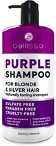 Shampoo tônico roxo Bellisso para cabelos loiros sem sulfato Shampoo tônico roxo Bellisso para cabelos loiros sem sulfato