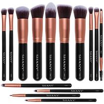 SHANY Rose All Day 14-Piece Brush Set Coleção de Pincéis Elite Cosmetics - Conjunto Completo de Pincéis de Maquiagem Kabuki em Ouro Rosa - 14 PCS