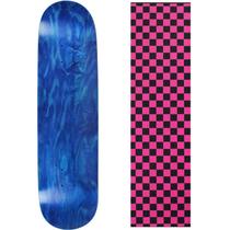 Shape de Skate Moose 8.25" Azul com Grip Xadrez Rosa e Preto Shape de Skate Moose 8.25" Azul com Grip Xadrez Rosa e Preto