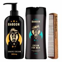 Shave De Barbear Cream For Men Hidratante Pente Duplo Baboon