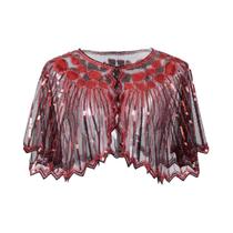 Shawl Elegante Vintage Dos Anos 1920 Para Mulheres Com Franjas E Lantejoulas, Capa Com Contas Para