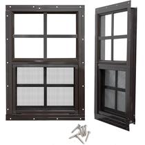 Shed Window NeatiEase, pacote com 2 unidades, 24 x 36 cm com vidro temperado marrom
