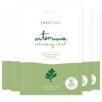 Sheet Mask FACETORY Artemisia Refreshing Relief, pacote com 5