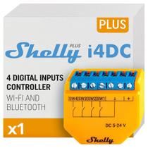 Shelly Plus i4 DC Controlador de 4 Entradas Digitais Operado por Wi-Fi para Controle de Ações Laranja