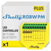 Shelly Plus RGBW PM Controle remoto inteligente WiFi para faixas de LED RGBW com medição de energia Automação residencial Gateway Bluetooth Sem hub Compatível com Alexa e Google Home Aplicativo iOS e Android