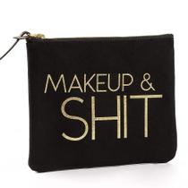 SHERWAY Black Gold Glitter Makeup Bag, Funny Canvas Cosmetic Zipper Pouch, Casamento Festa de Noiva Presente de Formatura, Presente de Natal Presente de Aniversário (8 x 9,5 polegadas)