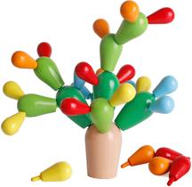 Shierdu Madeira Empilhando Brinquedo de Cacto arco-íris para construir e empilhar blocos de cactos para equilibrar cactus quebra-cabeça Fun Atividades educativas para crianças de 3 a 8 anos