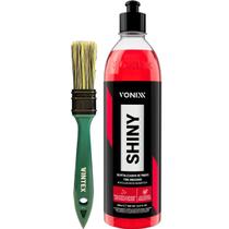 Shiny e Pincel Trincha Vintex Revitalizador de Pneus, Brilho e Proteção, Cerdas Macias e Resistentes