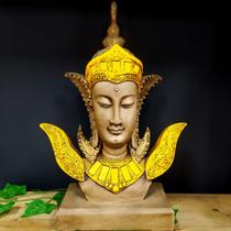 Shiva busto envelhecido com amarelo 44cm