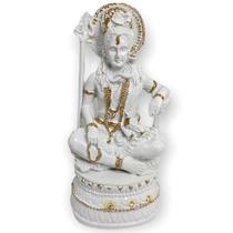 Shiva Meditando Branco Em Resina 16Cm