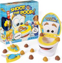 Shoot The Poop - Funny Family Game - Fast and Frenzied Flushing Poop Game for Kids - Inclui Talking Toilet Bowl, Destreza Lançadores, 12 Cocôs de Plástico Macio