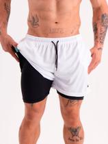 Short 2 em 1 Masculino Bermuda Corrida com Bolso Oculto para Celular