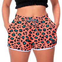 Short Academia Confortável Onça Moda Praia Academia Bolsos Verão Short Academia Confortável Onça Moda Praia Academia Bolsos Verão